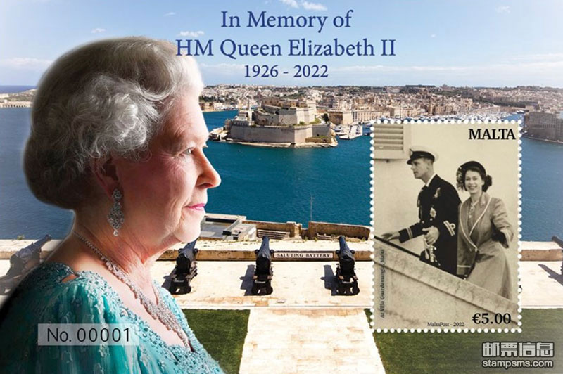 马耳他发行《纪念英女王伊丽莎白二世(1926-2022)》邮票小型张