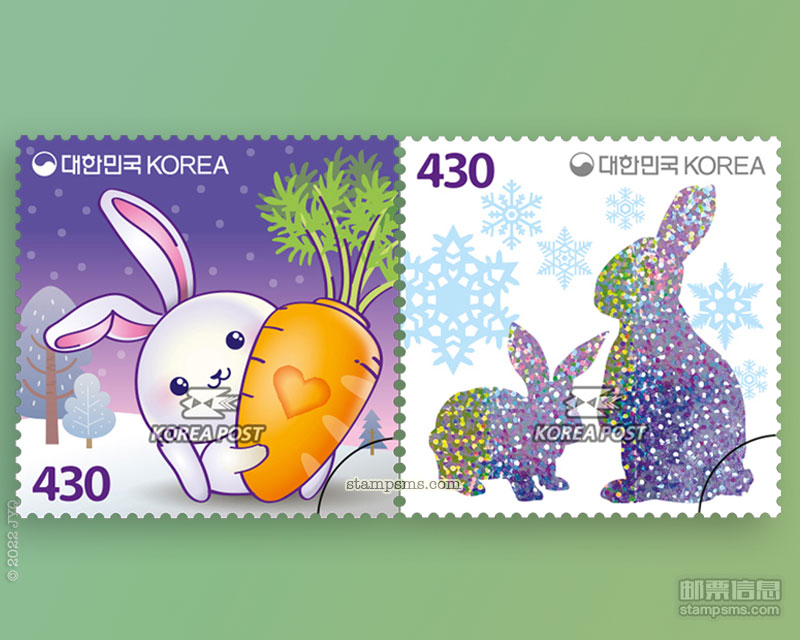 韩国12月1日发行《兔年》生肖邮票