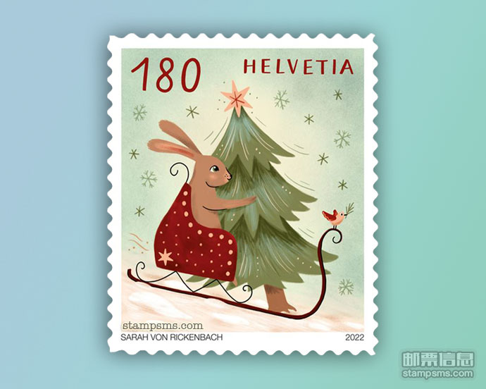 瑞士发行带“兔”的《圣诞节——节日问候》邮票