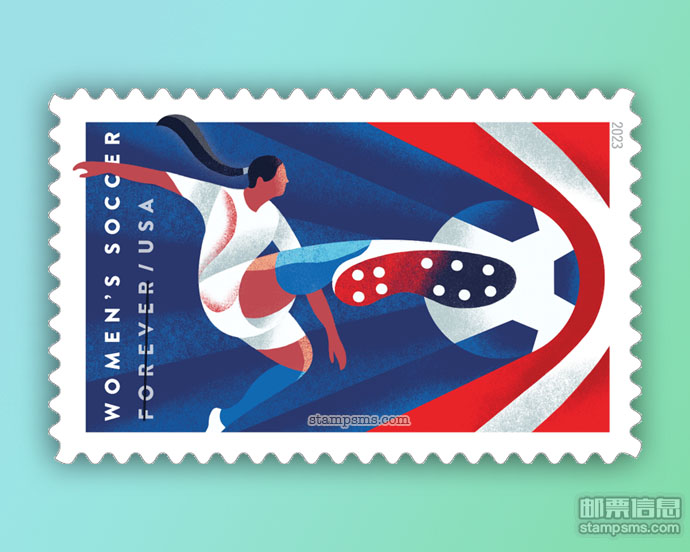 美国2月16日发行《女子足球》邮票