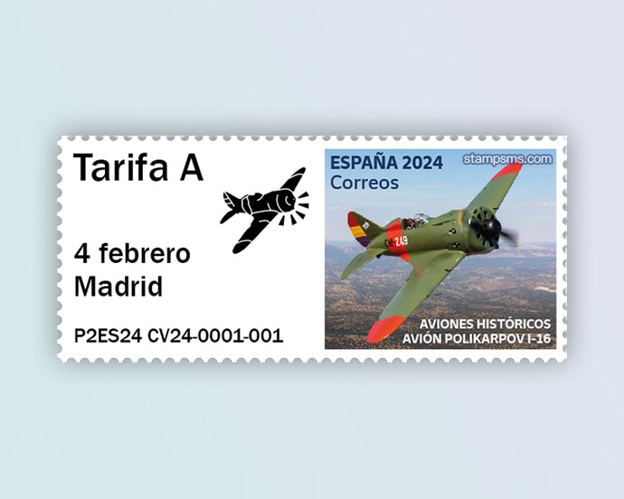 西班牙2月4日启用《伊-16战斗机》自动化邮票