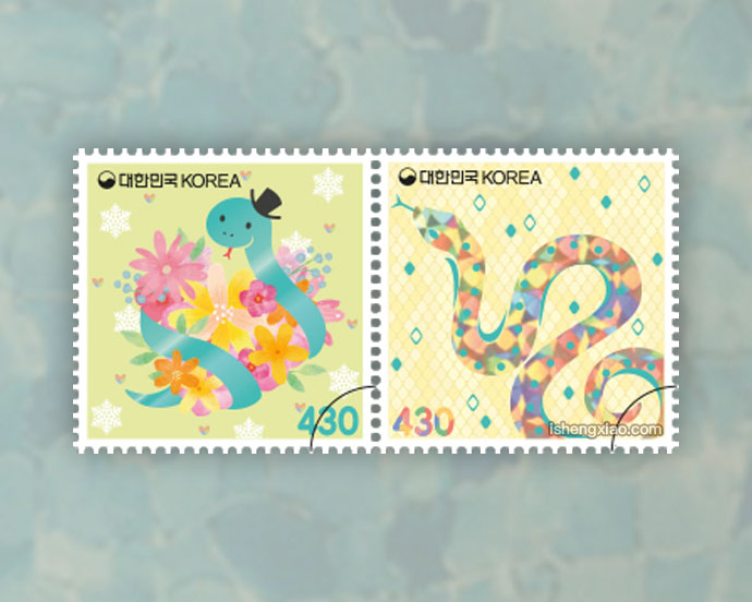 韩国公布《乙巳年》蛇年邮票图稿
